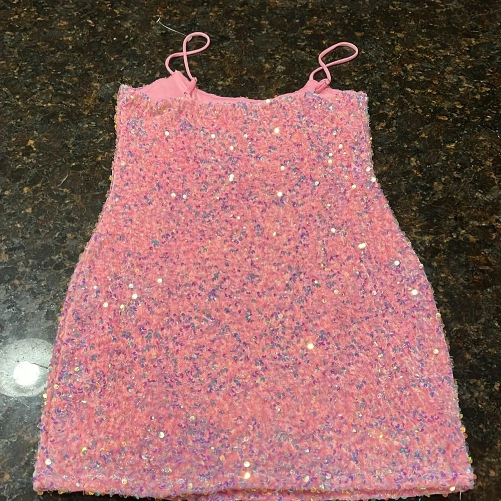 NWOT Lucy in the Sky bodycon sequin mini dress with adjustable straps in Medium - Picture 6 of 8